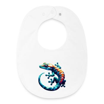 Gecko polygonal - Bavoir bébé bio - blanc - Devant
