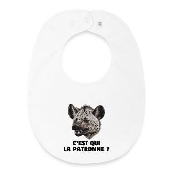 patronne, humour de bureau, hyène - Bavoir bébé bio - blanc - Devant