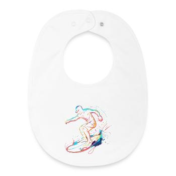 Surfing Boy Retrowave - Baby Organic Bib - white - Front