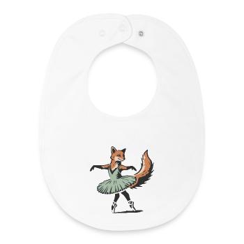 Charming fox in stencil style in ballet dress - Baby Organic Bib - white - Front