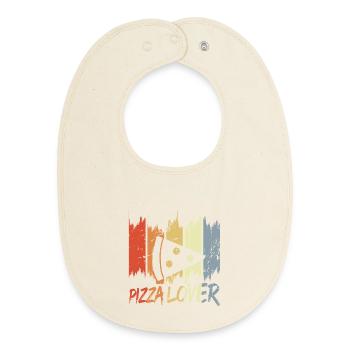 Vintage Pizza Lover - Baby Organic Bib - soft Ecru - Front