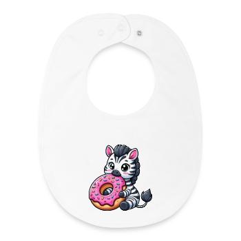 Mignon zèbre beignet dessin animé friandises amusantes - Bavoir bébé bio - blanc - Devant