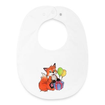 Renard mignon pour l’anniversaire peint à la main - Bavoir bébé bio - blanc - Devant