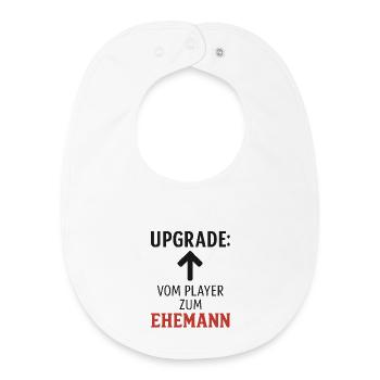 Bachelor party. Upgrade to husband! - Baby Organic Bib - white - Front