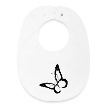 NOUVEAU -- Beauté, changement et joie : le papillon. - Bavoir bébé bio - blanc - Devant