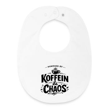 Powered by Koffein & Chaos – Kaffee Spruch Shirt - Baby Organic Lätzchen - Weiß - Vorne