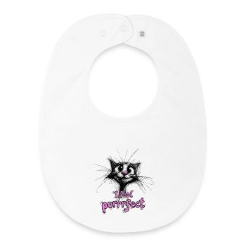 Super cute cat - I feel purrrfect - Baby Organic Bib - white - Front