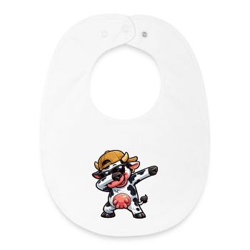 Dabbing Cow - Baby Organic Bib - white - Front