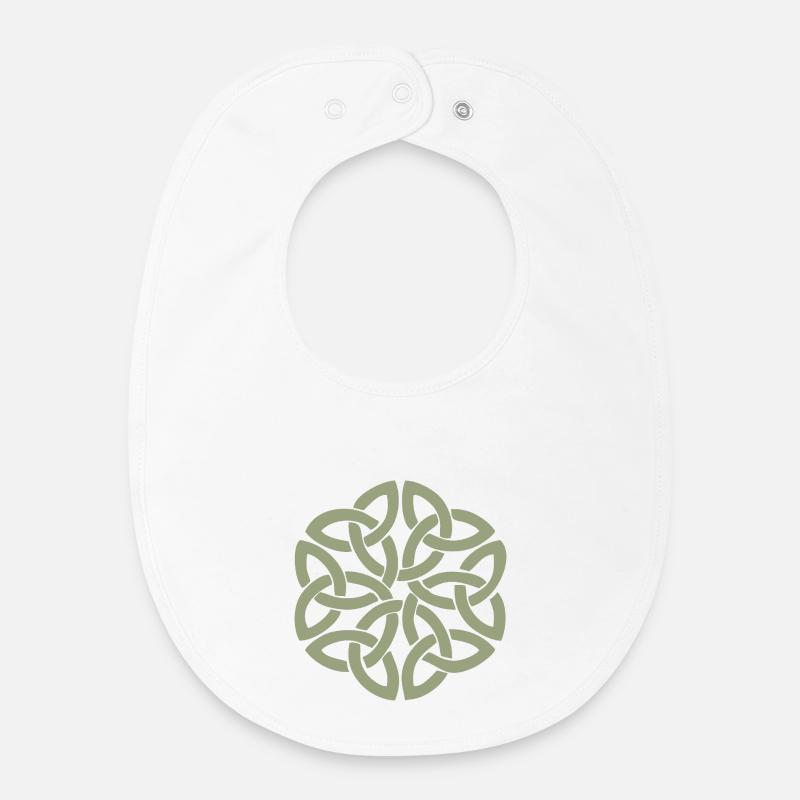 Circular Celtic Knot Interlace - Baby Organic Bib - white