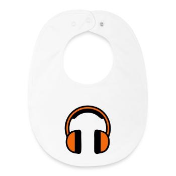 Chantier de construction d’écouteurs audiophones - Bavoir bébé bio - blanc - Devant