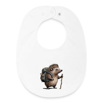 Hérisson randonneur avec sac à dos - Bavoir bébé bio - blanc - Devant
