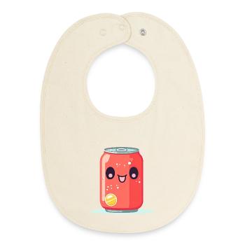Kawaii Lemonade Tin with Face - Baby Organic Bib - soft Ecru - Front