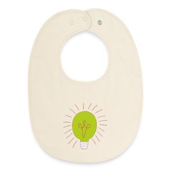 Ampoule verte néon - Bavoir bébé bio - écru doux - Devant