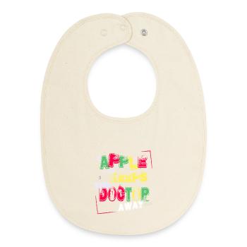 An apple a day keeps the doctor away - Baby Organic Bib - soft Ecru - Front