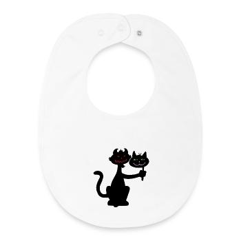 Chat noir démoniaque - Bavoir bébé bio - blanc - Devant