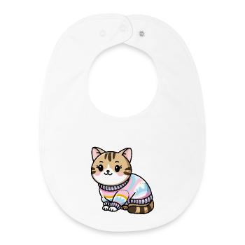 Pull douillet chat - Bavoir bébé bio - blanc - Devant