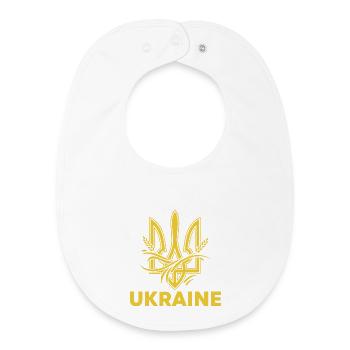 Trident ukrainien avec motif de blé - Bavoir bébé bio - blanc - Devant