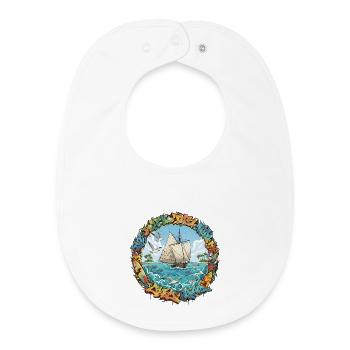 Graffiti Sea Voyage - Baby Organic Bib - white - Front