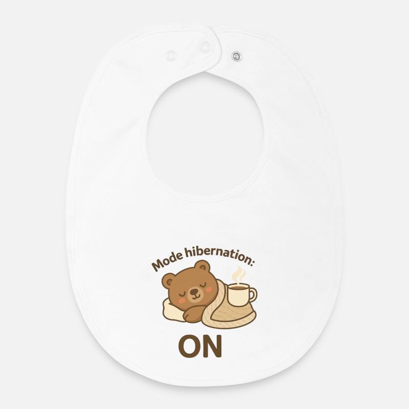 Hibernate Mode: ON – Ours d’hiver cosy - Bavoir bébé bio - blanc