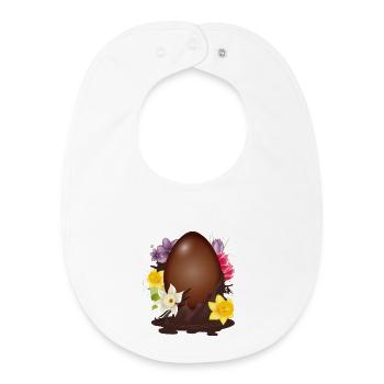 Chocolate Easter Egg with Flowers and Vanilla - Baby Organic Bib - white - Front