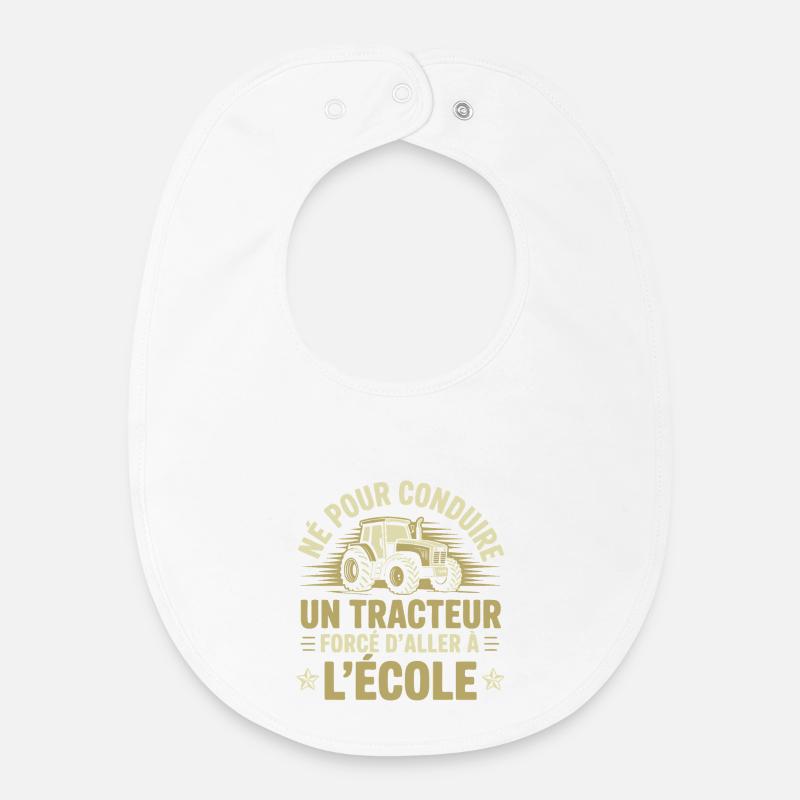 Né pour conduire un tracteur forcé d'aller à l'éco - Bavoir bébé bio - blanc