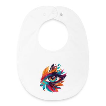 Color Eye Leaf Fire Pattern - Baby Organic Bib - white - Front