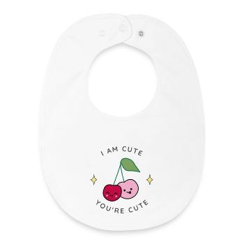 Niedliches Kirsch-Duo - Baby Organic Lätzchen - Weiß - Vorne