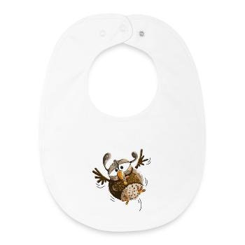 Fluttering owl flying low - owls - funny - Baby Organic Bib - white - Front