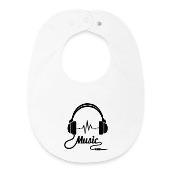 Écouteurs de musique! - Bavoir bébé bio - blanc - Devant