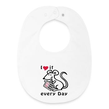 Téléphone portable, Souris, Chat - Bavoir bébé bio - blanc - Devant