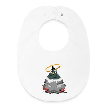 Colombe épaisse drôle Halo bande dessinée Cartoon - Bavoir bébé bio - blanc - Devant