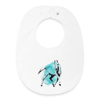 Cheval turquoise - Bavoir bébé bio - blanc - Devant