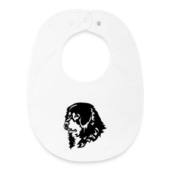 Tête de chien tibétain - Bavoir bébé bio - blanc - Devant