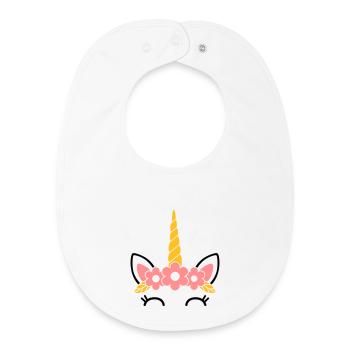 Queen of Flowers: The Majestic Unicorn - Baby Organic Bib - white - Front