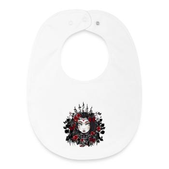 viktorianisches Gothic Königin mit Krone und Rosen - Baby Organic Lätzchen - Weiß - Vorne