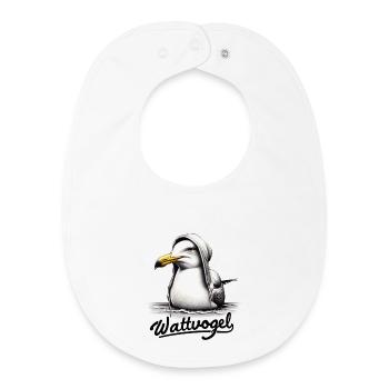 Wattvogel Coole Möwe mit Kapuze - Baby Organic Lätzchen - Weiß - Vorne