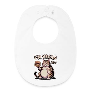 Funny Vegan Cat Burger Design - Baby Organic Bib - white - Front
