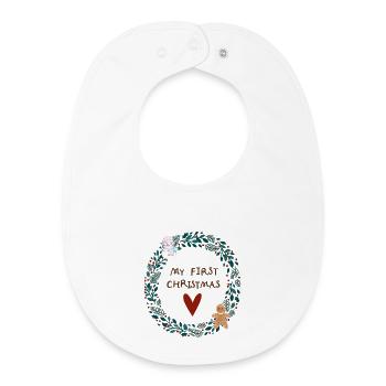 My First Christmas – Baby Bodysuit Christmas - Baby Organic Bib - white - Front