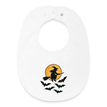 Sorcière volante avec des chauves-souris – Design d’Halloween - Bavoir bébé bio - blanc - Devant