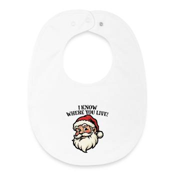 Ich weiß, wo du wohnst – Weihnachtsmann - Baby Organic Lätzchen - Weiß - Vorne