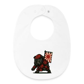 Bulldog Samurai Rising - Baby Organic Bib - white - Front