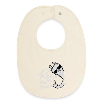 Rage Bait Llama Alpaga Lunettes de Soleil Doigt d’Honneur - Bavoir bébé bio - écru doux - Devant