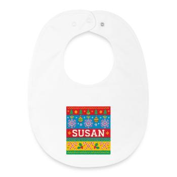 Personalised Susan Christmas Art - Baby Organic Bib - white - Front
