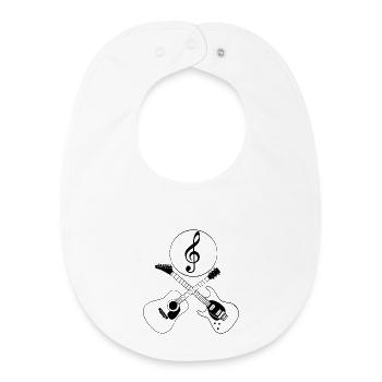 Guitares et clé de sol - Bavoir bébé bio - blanc - Devant