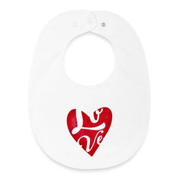 Love Red Heart - Love Gift - Baby Organic Bib - white - Front
