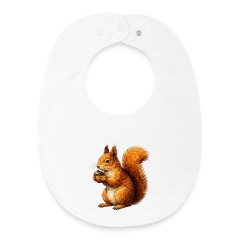 Écureuil mignon avec noix – illustration d’animaux - Bavoir bébé bio - blanc - Devant