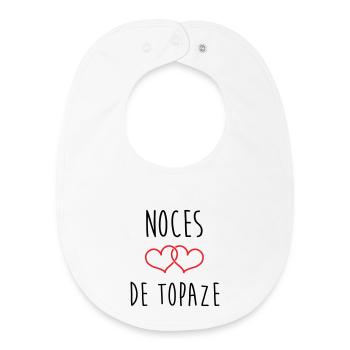 Noces de topaze 44 ans de mariage - Bavoir bébé bio - blanc - Devant