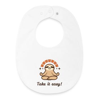 Take it easy – Relaxed Faultier Design - Baby Organic Lätzchen - Weiß - Vorne