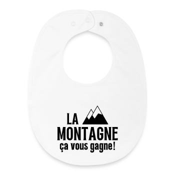 ski, skieur, fan de ski - Bavoir bébé bio - blanc - Devant