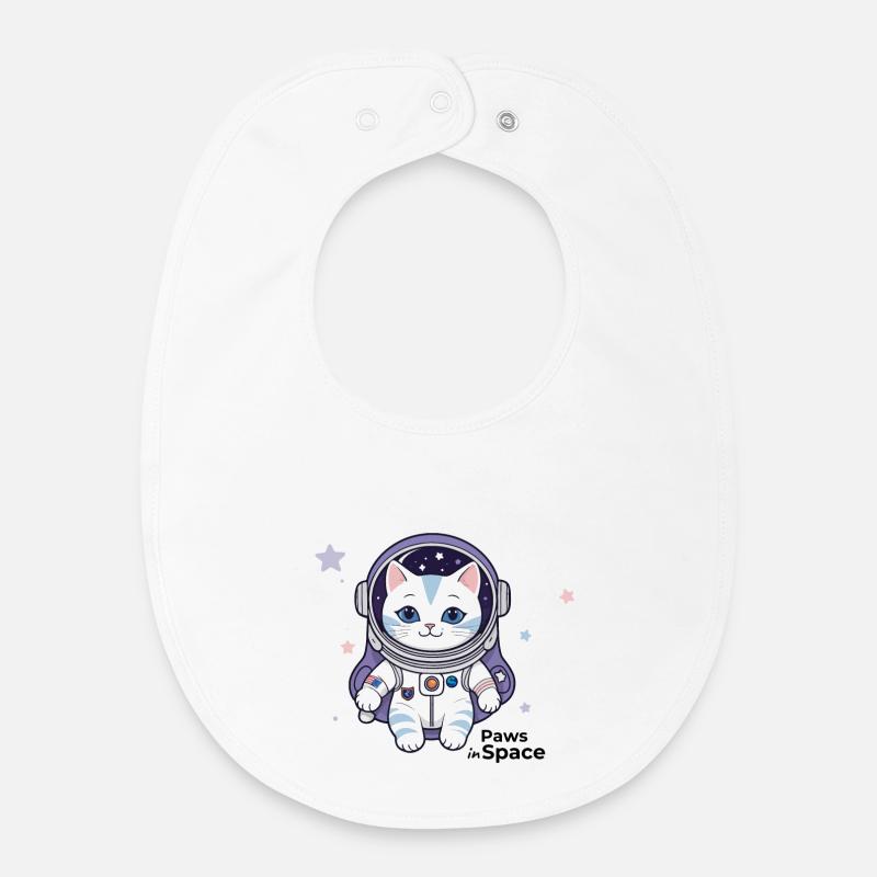 Astronaut Cat Space Cat Design - Bavoir bébé bio - blanc